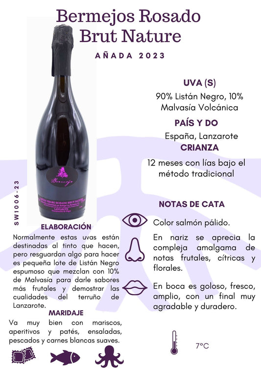 SW1006-23 Bermejos Espumoso Rosado Brut Nature 6/750mL 2023