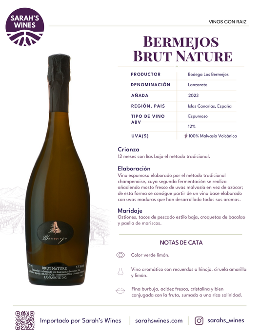 SW1005-23 Bermejos Espumoso Malvasía Brut Nature 2023