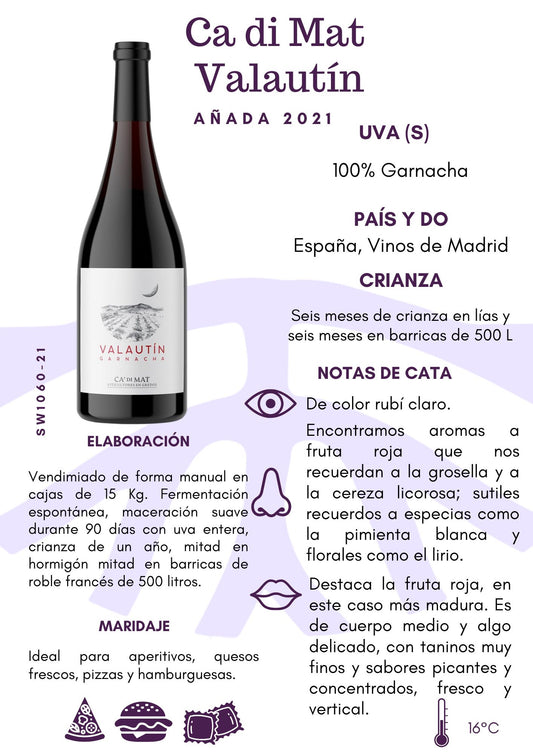 SW1060-21 Ca di Mat Valautín Garnacha 2021