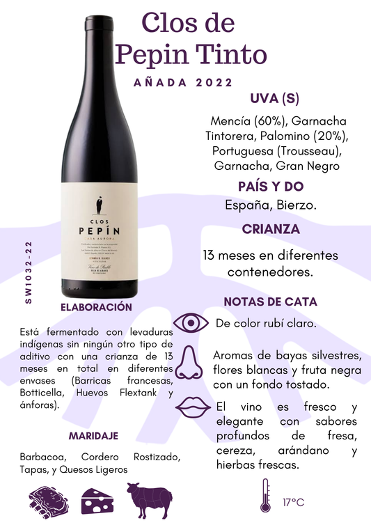 SW1032-22 - Casa Aurora Clos Pepin Tinto Mencía (12/750mL)
