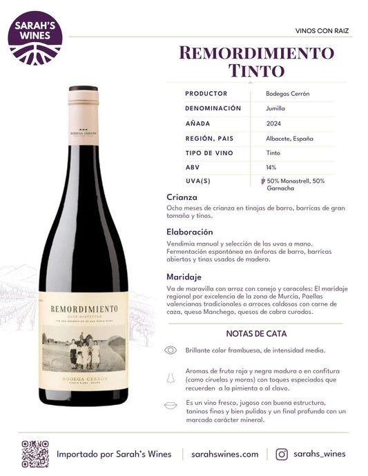 SW2002-24 Bodegas Cerrón Remordimiento Tinto 2024