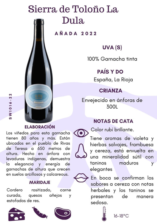 SW1016-22 Sierra de Toloño "La Dula" Garnacha de Altura 2022