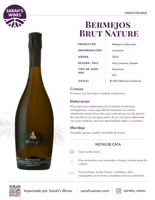SW1005-23 Bermejos Espumoso Malvasía Brut Nature 2023