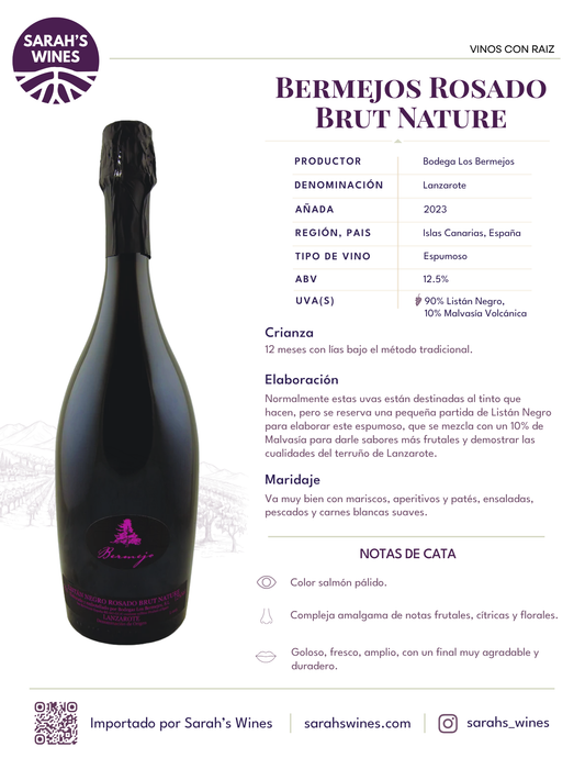 SW1006-23 Bermejos Espumoso Rosado Brut Nature 6/750mL 2023