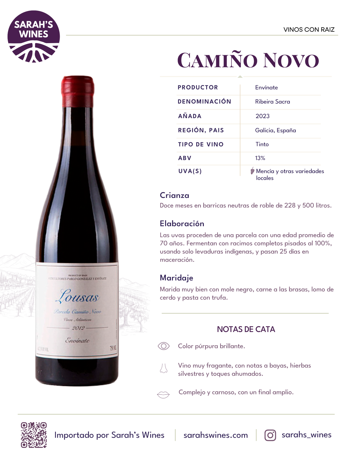 SW1090-23 ENVINATE CAMIÑO NOVO 6/2023 750 ML