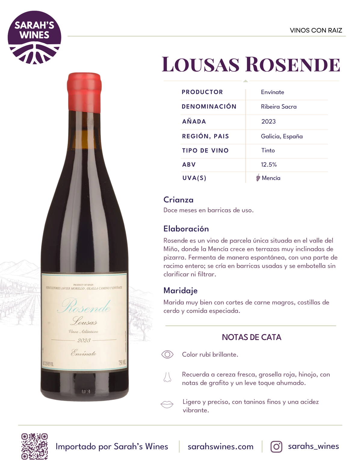 SW1093-23 ENVINATE ROSENDE 2023 6/750 ML
