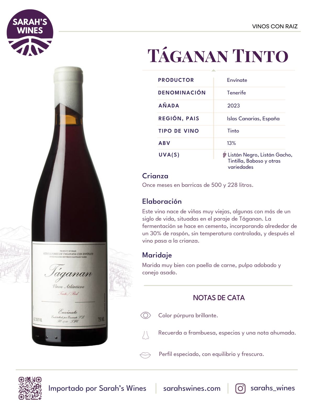 SW1077-23 ENVINATE TAGANAN 2023 6/750 ML