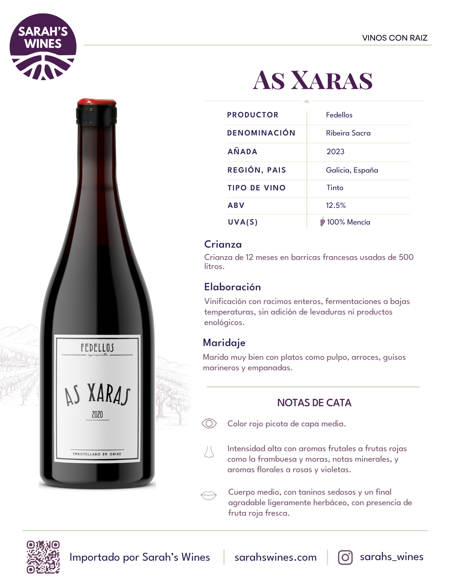 SW1050-23 Fedellos As Xaras Mencía 2023