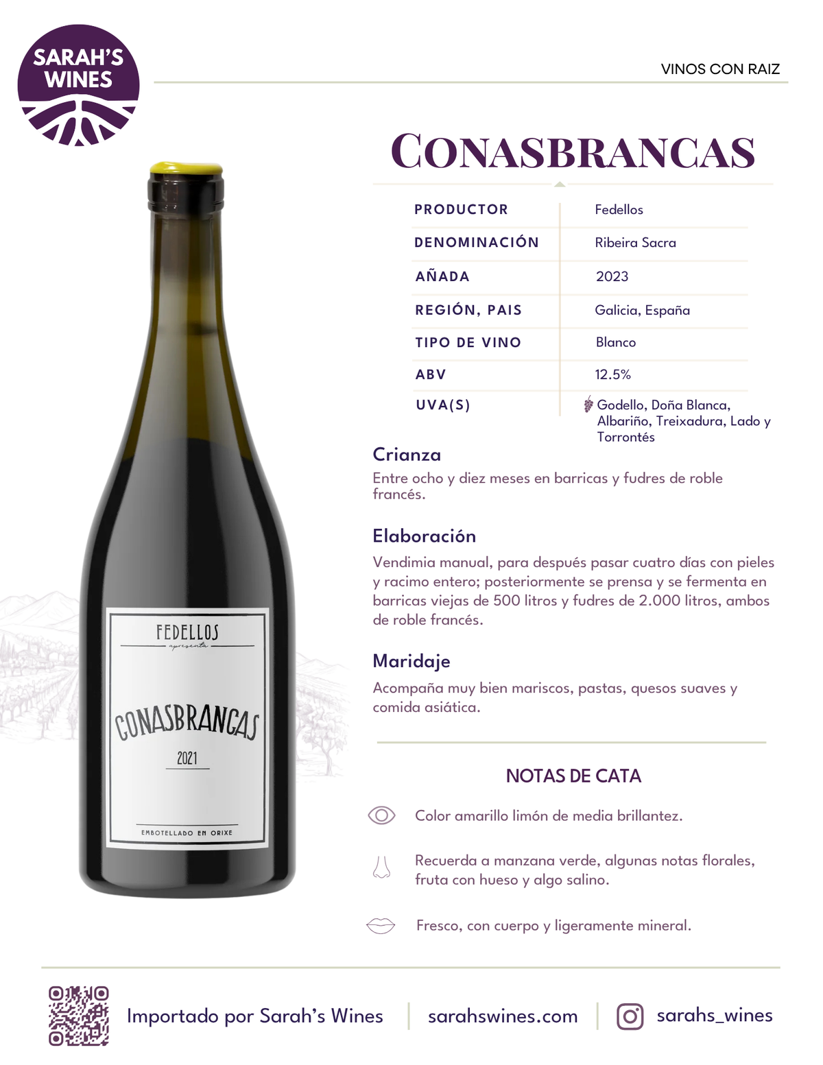 SW1053-23 Fedellos Conasbrancas Blanco 2023 6/750ml