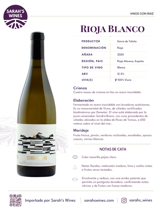 SW1014-24 Sierra de Toloño Rioja Blanco 2024 (12/750mL)