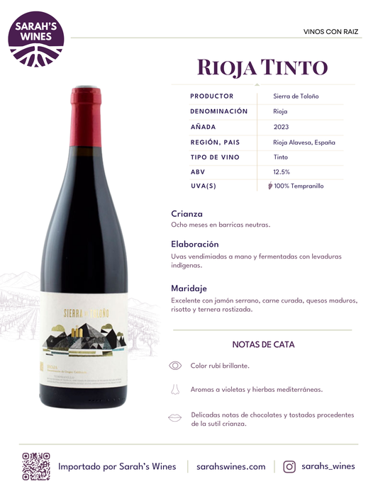 SW1015-23 Sierra de Toloño Rioja Tinto 2023 (12/750mL)