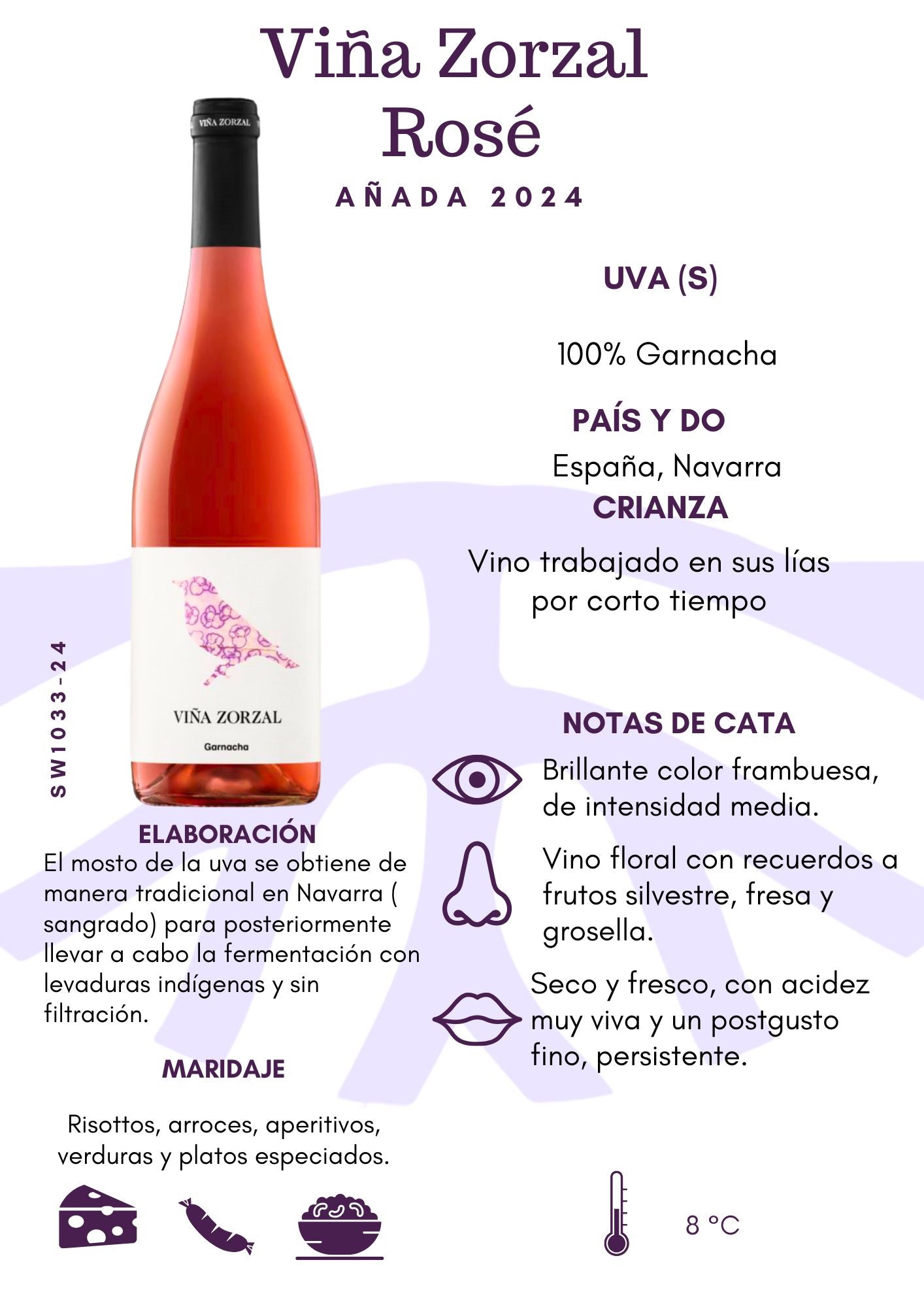 SW1033-22 Vina Zorzal Grenache Rosé 