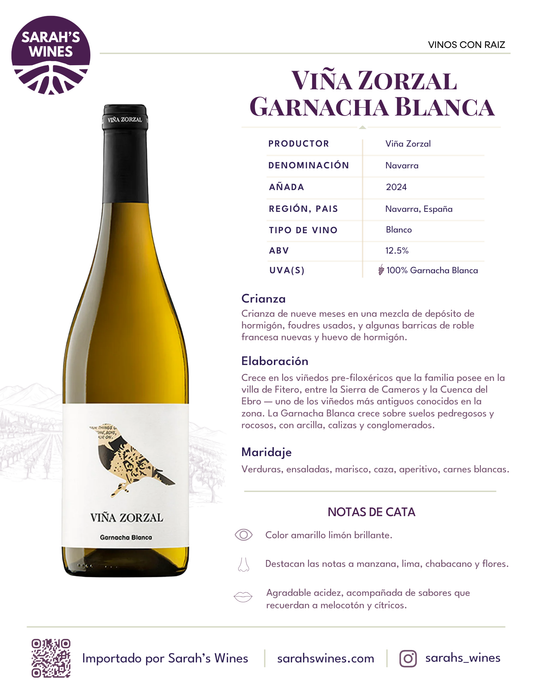 SW10211-24 Viña Zorzal Garnacha Blanca 2024 (12/750mL)