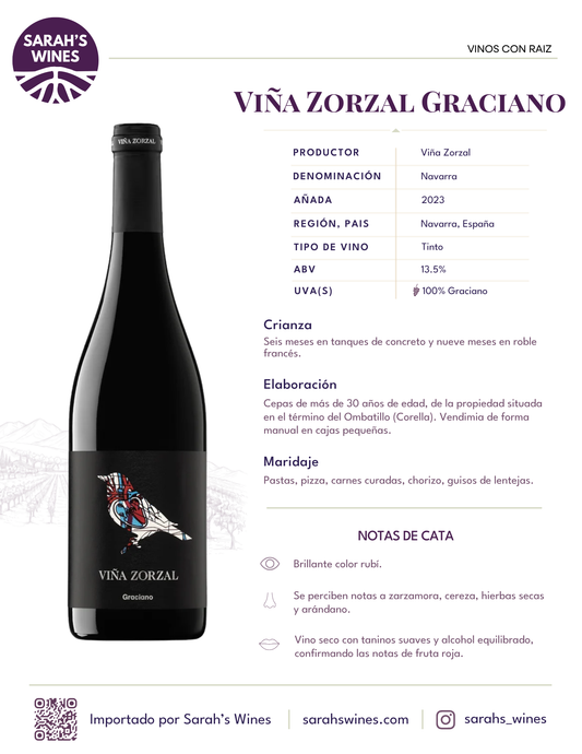 SW1019-23 Viña Zorzal Graciano 2023