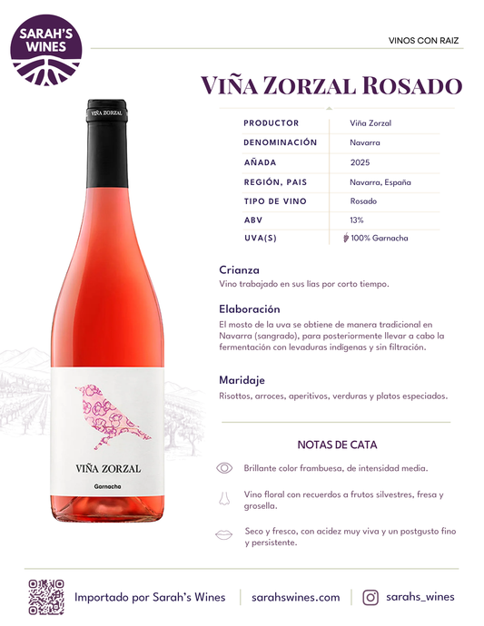 SW10181-25 Viña Zorzal Garnacha Rosado 2025 (12/750mL)